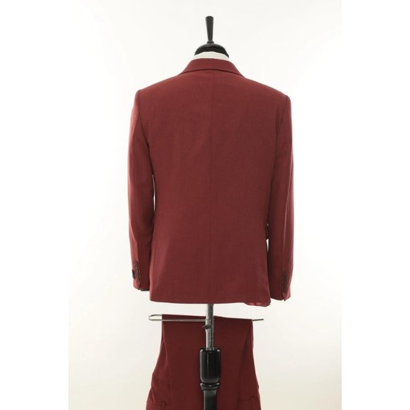 Derman Burgundy Patterned Fabric Luxury Suit 3 Pieces - Picture 6 of 7